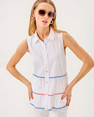 Breah Sleeveless Button Down Shirt - Resort White