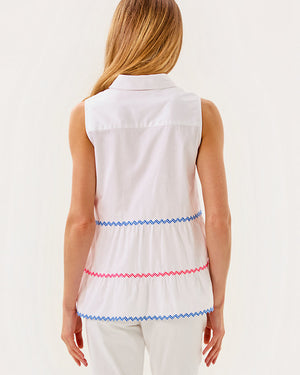 Breah Sleeveless Button Down Shirt - Resort White