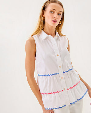 Breah Sleeveless Button Down Shirt - Resort White