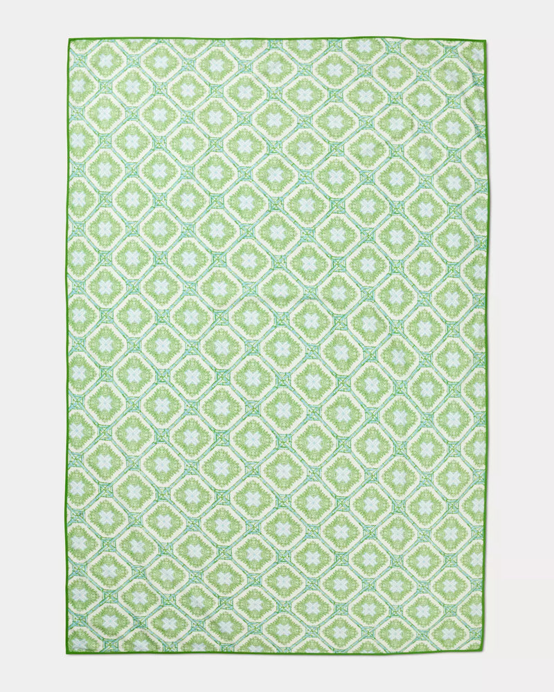 Tablecloth with Piped Edge - Multi Bamboo Trellis with Bamboo Border