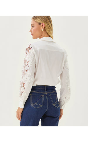 The Lace Lilly Shirt - Resort White