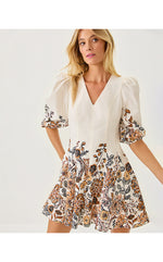 Ash V-Neck Dress - Coconut Take Meowt Engineered Woven Dress