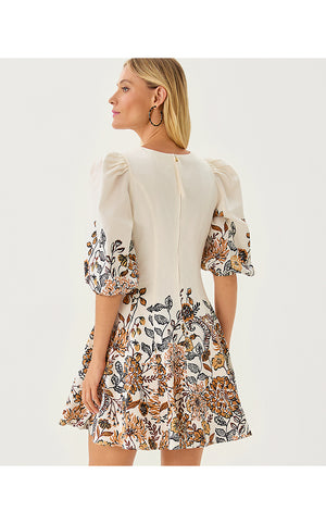 Ash V-Neck Dress - Coconut Take Meowt Engineered Woven Dress