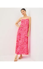 Jesslyn Silk Maxi Slip Dress - Sun Shell Pink Big Party Engineered Woven