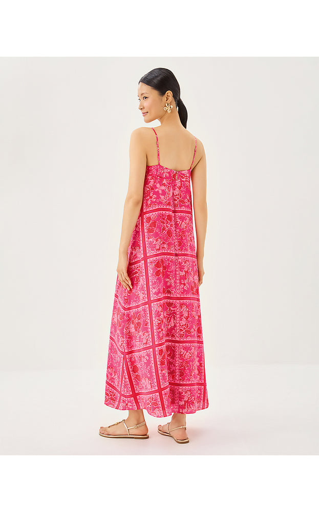 Jesslyn Silk Maxi Slip Dress - Sun Shell Pink Big Party Engineered Woven