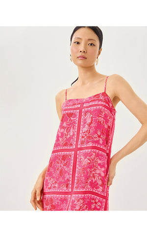 Jesslyn Silk Maxi Slip Dress - Sun Shell Pink Big Party Engineered Woven