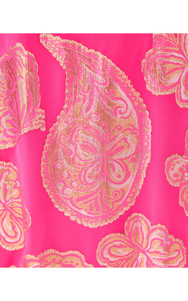 Madelyn Silk Boat Neck Maxi Caftan - Parigi Pink Shes So Fly Metallic Clip