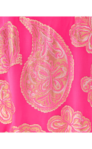 Madelyn Silk Boat Neck Maxi Caftan - Parigi Pink Shes So Fly Metallic Clip