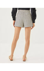 4" Sarissa High Rise Boucle Short - Coconut Lurex Houndstooth Boucle