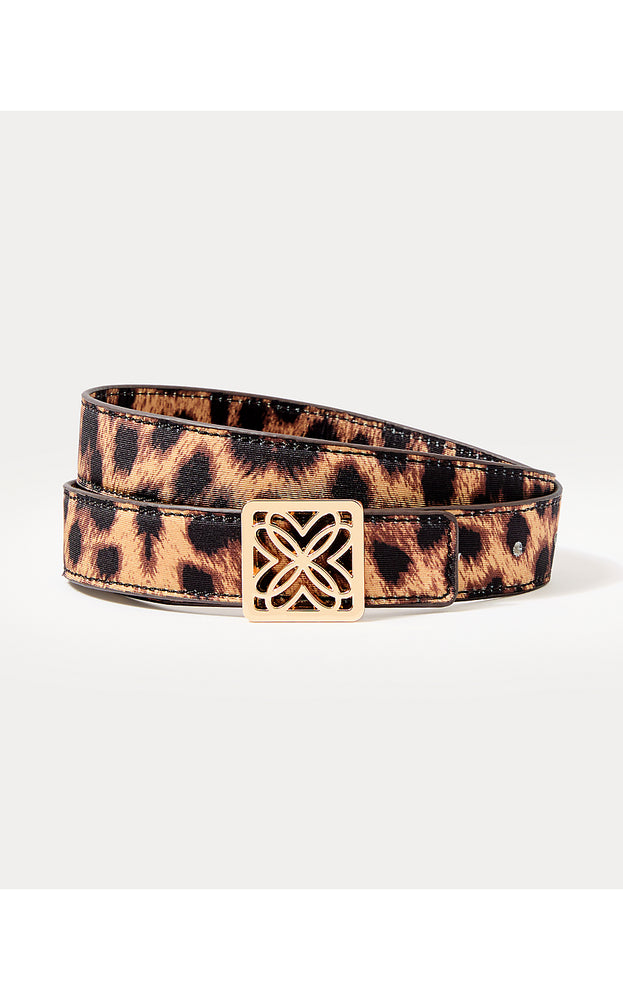 Skinny Logo Belt - Multi Leopard Faille