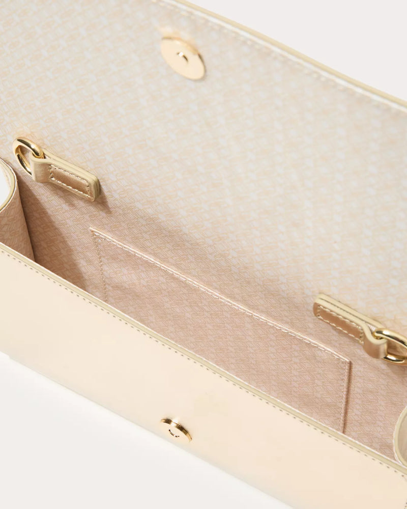 Brit Leather Logo Clutch - Gold Metallic