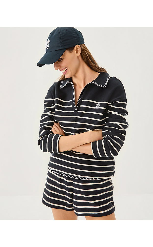 Corvaya Terry Pullover - Noir Legacy Stripe