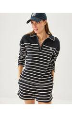 4" Aubra Mid Rise Terry Short - Noir Legacy Stripe
