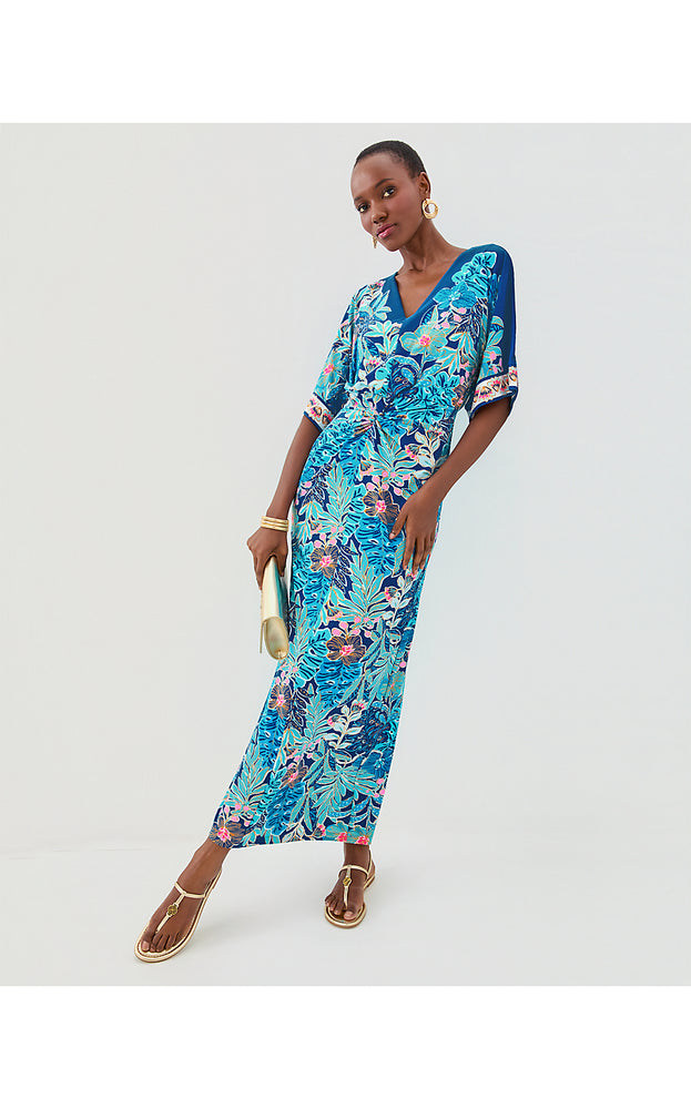 Adalyn V-Neck Maxi Dress - Starlight Navy Best Fronds Forever Engineered