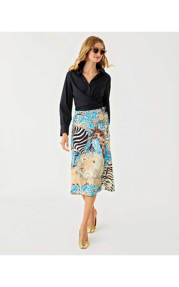 Dustin Midi Skirt - Breezy Aqua Oversized Lilly's Zoo