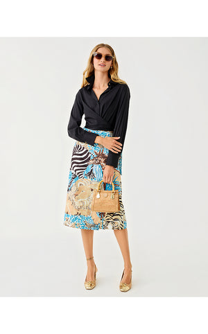 Dustin Midi Skirt - Breezy Aqua Oversized Lilly's Zoo
