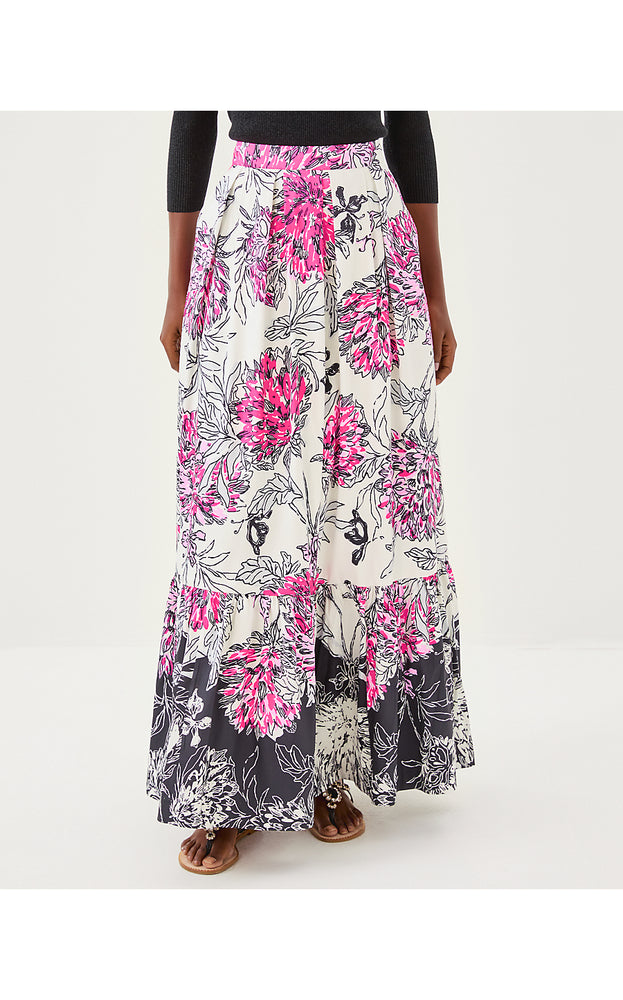 Inaya High Rise Maxi Skirt - Coconut All Dahled Up Engineered Skirt