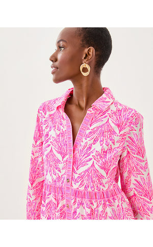 Angie Shirtdress - Pink Bliss Shady Babe Engineered Woven