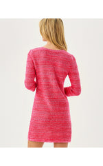 Rhysa 3/4 Sleeve Sweater Dress - Cherry Red Metallic Marl