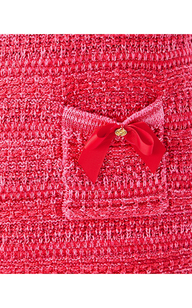 Rhysa 3/4 Sleeve Sweater Dress - Cherry Red Metallic Marl