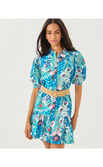 Brett Popover Dress - Breezy Aqua Best Fronds Forever