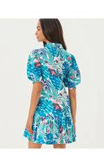 Brett Popover Dress - Breezy Aqua Best Fronds Forever