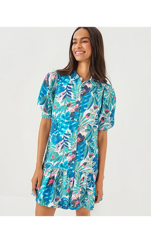 Brett Popover Dress - Breezy Aqua Best Fronds Forever