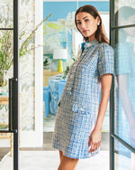 Teddy Boucle Shift Dress - Tangier Teal Ocean Deep Lurex Boucle