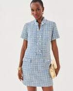 Teddy Boucle Shift Dress - Tangier Teal Ocean Deep Lurex Boucle