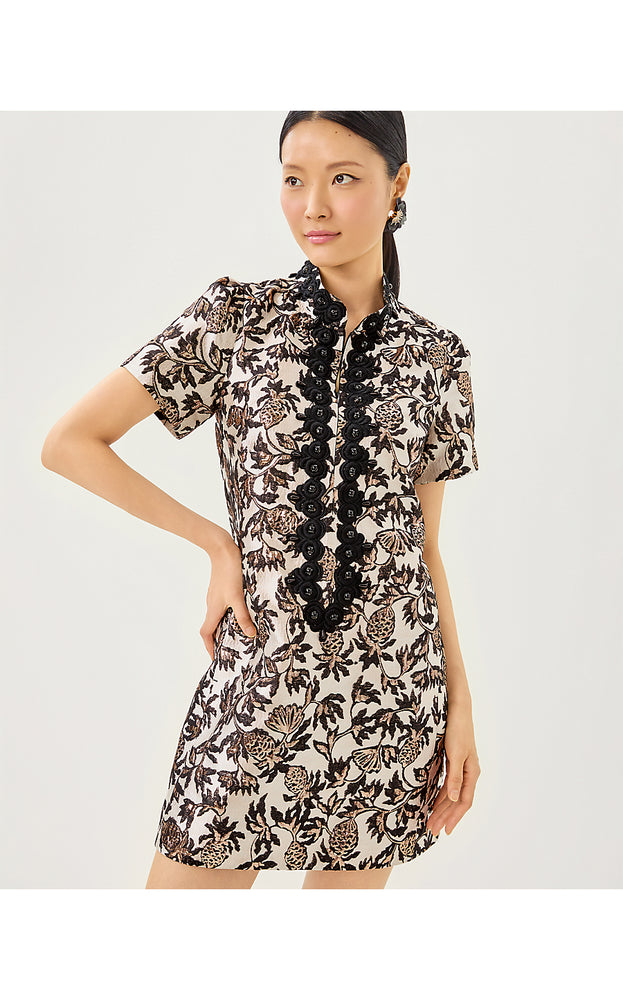 Teddy Jacquard Shift - Noir Pineapple Puff Metallic Jacquard