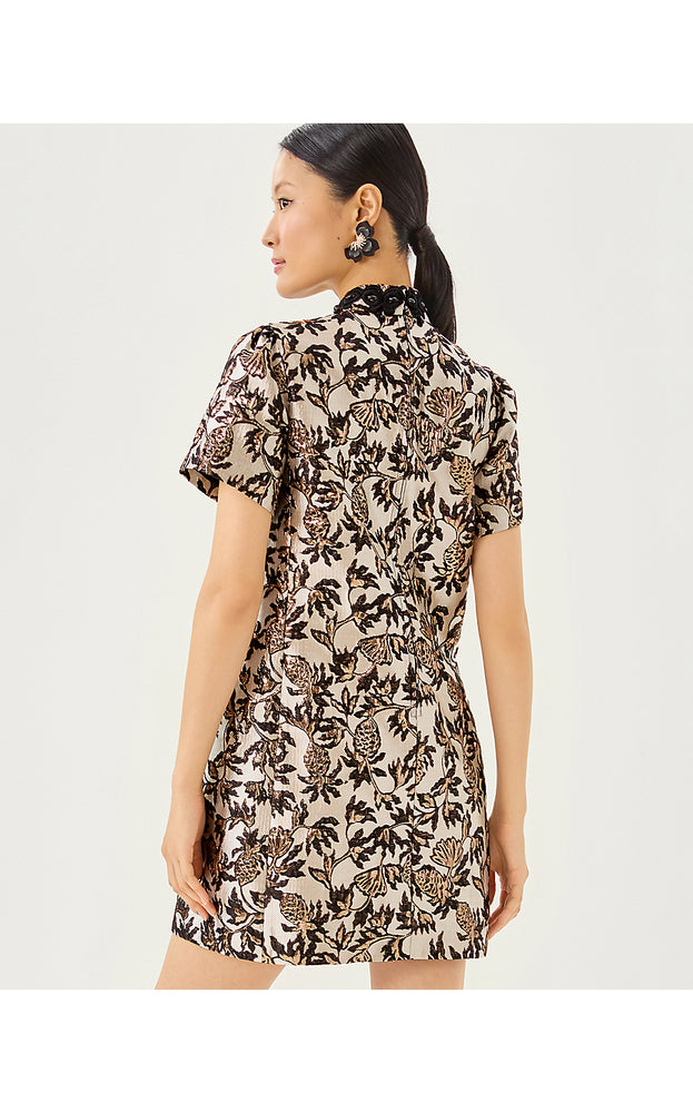Teddy Jacquard Shift - Noir Pineapple Puff Metallic Jacquard