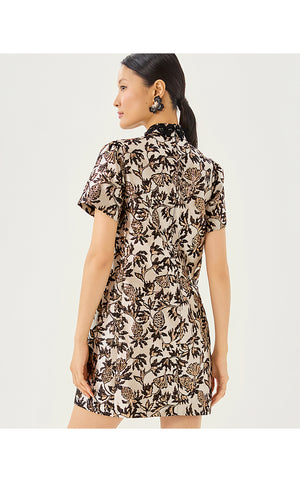 Teddy Jacquard Shift - Noir Pineapple Puff Metallic Jacquard