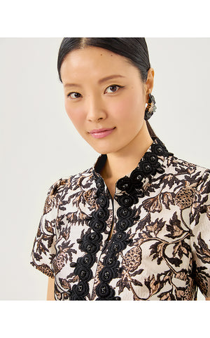 Teddy Jacquard Shift - Noir Pineapple Puff Metallic Jacquard