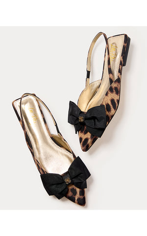 Brit Leopard Bow Slingback Shoe - Multi Leopard Faille