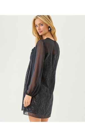 Gail Silk Dress - Noir Fish Clip Chiffon