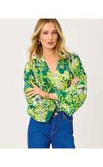 Lourdes Long Sleeve Top - Fiddle Leaf Green Once and Floral