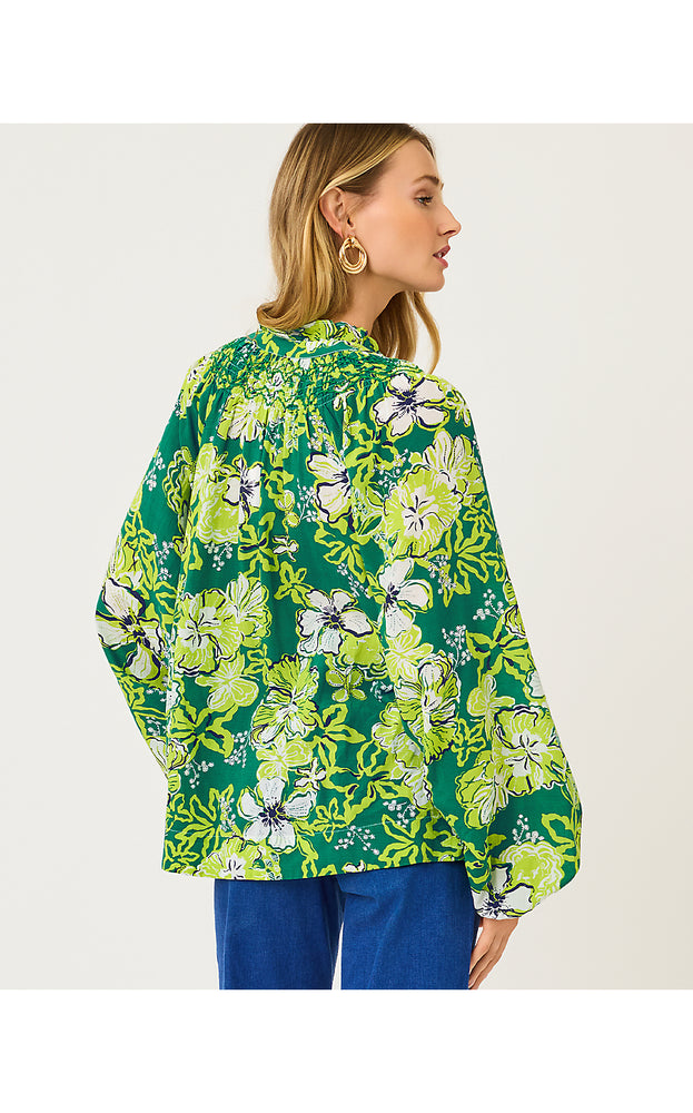 Lourdes Long Sleeve Top - Fiddle Leaf Green Once and Floral