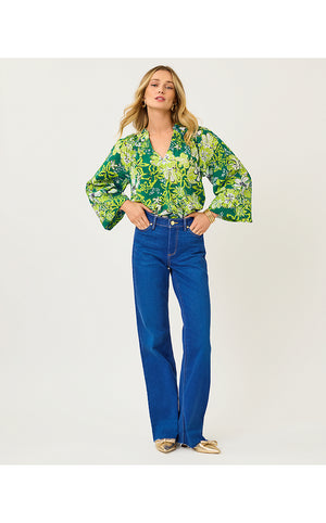 Lourdes Long Sleeve Top - Fiddle Leaf Green Once and Floral