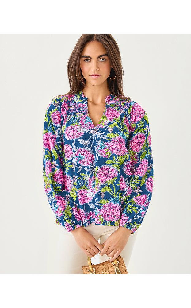 Lourdes Long Sleeve Top - Multi Dahlia Lucious