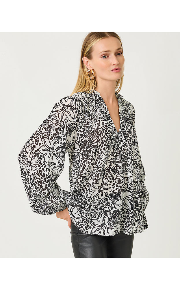 Lourdes Long Sleeve Top - Onyx Lots To Spot