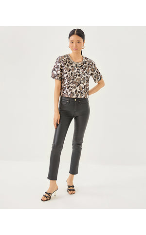 Folie Beaded Tweed Cropped Top - Noir Pineapple Puff Metallic Jacquard
