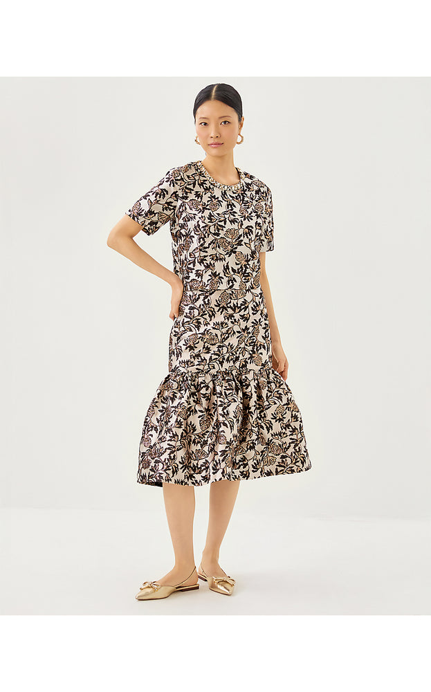 Folie Beaded Tweed Cropped Top - Noir Pineapple Puff Metallic Jacquard
