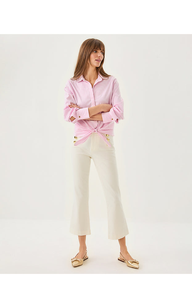 27" Parrish High Rise Crop Flare Pant - Coconut