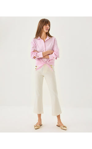 27" Parrish High Rise Crop Flare Pant - Coconut