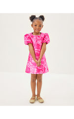 Girls Mini Britnee Dress - Parigi Pink Go Big Satin Jacquard