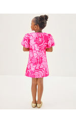 Girls Mini Britnee Dress - Parigi Pink Go Big Satin Jacquard