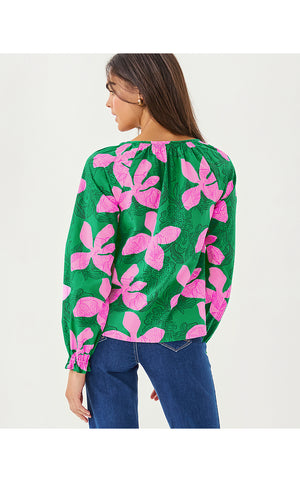 Aldina Button Down Top - Kitts Green Sunset Shadows