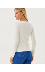 Beaty Long Sleeve Square Neck Knit Top - Coconut