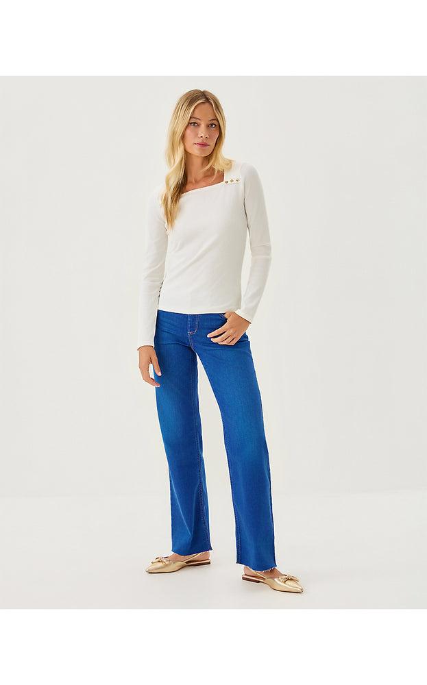 Beaty Long Sleeve Square Neck Knit Top - Coconut