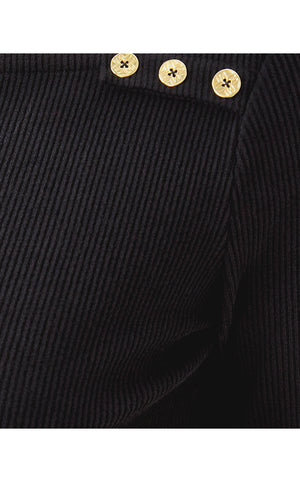 Beaty Long Sleeve Square Neck Knit Top - Noir
